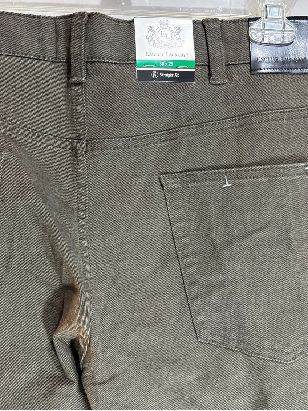 English Laudry Men's Olive Green Straight-Leg Pants. J-52